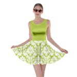 Spring Green Damask Pattern Skater Dress