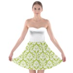 Spring Green Damask Pattern Strapless Dresses