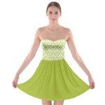 Spring Green Damask Pattern Strapless Dresses