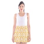 Damask Pattern Sunny Yellow And White Scoop Neck Skater Dress
