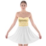Damask Pattern Sunny Yellow And White Strapless Dresses