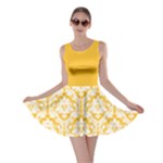 Damask Pattern Sunny Yellow And White Skater Dress
