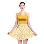 Damask Pattern Sunny Yellow And White Reversible Skater Dress