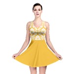 Damask Pattern Sunny Yellow And White Reversible Skater Dress