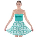 Turquoise Damask Pattern Strapless Dresses