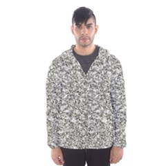 Black And White Abstract Texture Print Hooded Wind Breaker (men) by dflcprintsclothing