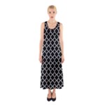 Black White Quatrefoil Classic Pattern Sleeveless Maxi Dress