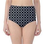 Black White Quatrefoil Classic Pattern High-Waist Bikini Bottoms