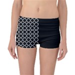 Black White Quatrefoil Classic Pattern Reversible Boyleg Bikini Bottoms