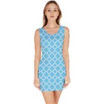 Bright blue quatrefoil pattern Bodycon Dress