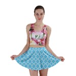 Bright blue quatrefoil pattern Mini Skirt