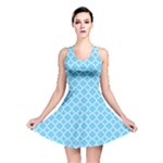 Bright blue quatrefoil pattern Reversible Skater Dress