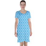 Bright blue quatrefoil pattern Short Sleeve Nightdress