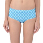 Bright blue quatrefoil pattern Mid-Waist Bikini Bottoms