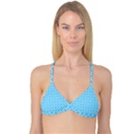 Bright blue quatrefoil pattern Reversible Tri Bikini Top