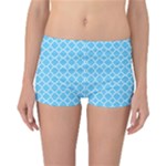 Bright blue quatrefoil pattern Reversible Boyleg Bikini Bottoms