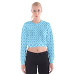 Bright blue quatrefoil pattern Women s Cropped Sweatshirt