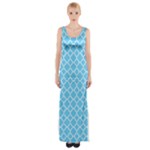 Bright blue quatrefoil pattern Maxi Thigh Split Dress