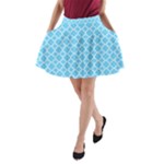 Bright blue quatrefoil pattern A-Line Pocket Skirt