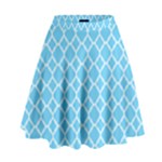 Bright blue quatrefoil pattern High Waist Skirt