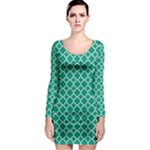 Emerald green quatrefoil pattern Long Sleeve Bodycon Dress