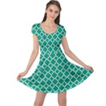 Emerald green quatrefoil pattern Cap Sleeve Dress