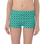 Emerald green quatrefoil pattern Reversible Boyleg Bikini Bottoms