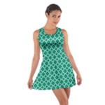 Emerald green quatrefoil pattern Cotton Racerback Dress