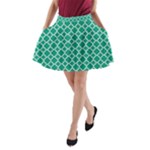 Emerald green quatrefoil pattern A-Line Pocket Skirt