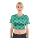 Emerald green quatrefoil pattern Cotton Crop Top