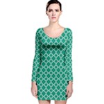 Emerald green quatrefoil pattern Long Sleeve Velvet Bodycon Dress