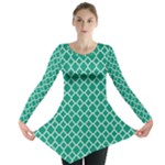 Emerald green quatrefoil pattern Long Sleeve Tunic 