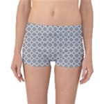 Grey Quatrefoil Pattern Boyleg Bikini Bottoms