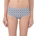 Grey Quatrefoil Pattern Mid-Waist Bikini Bottoms