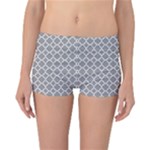 Grey Quatrefoil Pattern Reversible Boyleg Bikini Bottoms