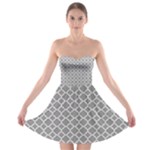 Grey Quatrefoil Pattern Strapless Bra Top Dress