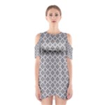 Grey Quatrefoil Pattern Women s Cutout Shoulder Dress
