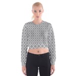 Grey Quatrefoil Pattern Women s Cropped Sweatshirt