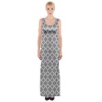 Grey Quatrefoil Pattern Maxi Thigh Split Dress