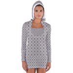 Grey Quatrefoil Pattern Women s Long Sleeve Hooded T-shirt