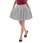 Grey Quatrefoil Pattern A-Line Pocket Skirt