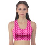 Hot pink quatrefoil pattern Sports Bra