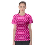 Hot pink quatrefoil pattern Women s Sport Mesh Tee