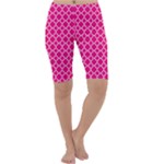 Hot pink quatrefoil pattern Cropped Leggings 
