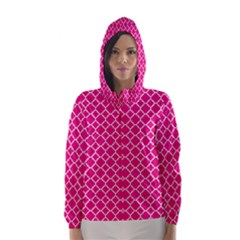Hot Pink Quatrefoil Pattern Hooded Wind Breaker (women) by Zandiepants