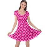 Hot pink quatrefoil pattern Cap Sleeve Dress