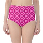 Hot pink quatrefoil pattern High-Waist Bikini Bottoms