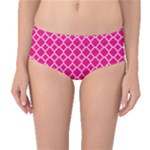 Hot pink quatrefoil pattern Mid-Waist Bikini Bottoms