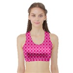 Hot pink quatrefoil pattern Women s Sports Bra with Border