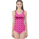 Hot pink quatrefoil pattern One Piece Swimsuit